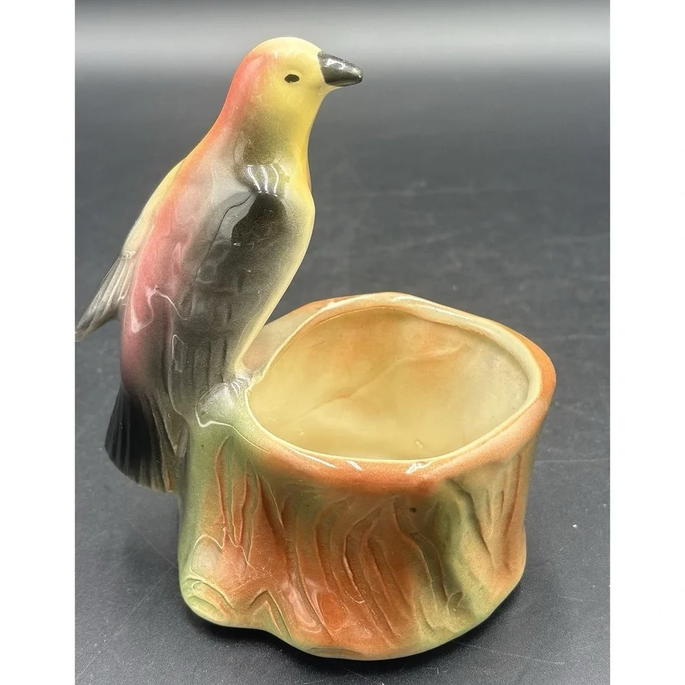 Lot of 5 Vtg Bird Figurine Planters Vases With Fully Painted Beaks
